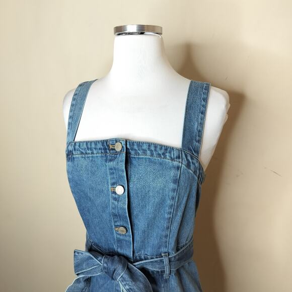Habitual Belted Denim Mini Dress Button Front - Picture 4 of 9